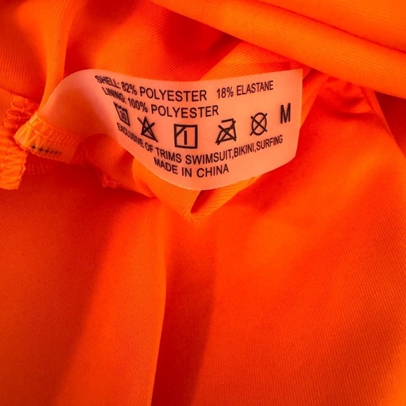 Orange Two Piece Bikini Set with Metal Ring High Waist - Size M - Picture 6 of 6